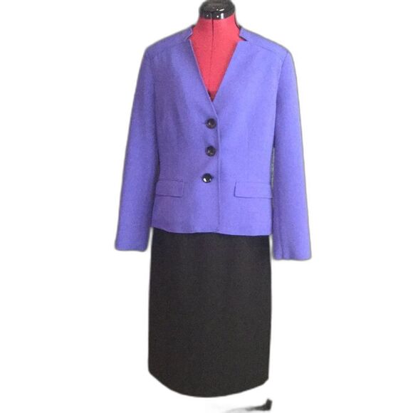 Kasper Skirt Suit Women’s Size 10 Royal Blue & Black 2-Piece Set Blazer & Skirt - Picture 12 of 12